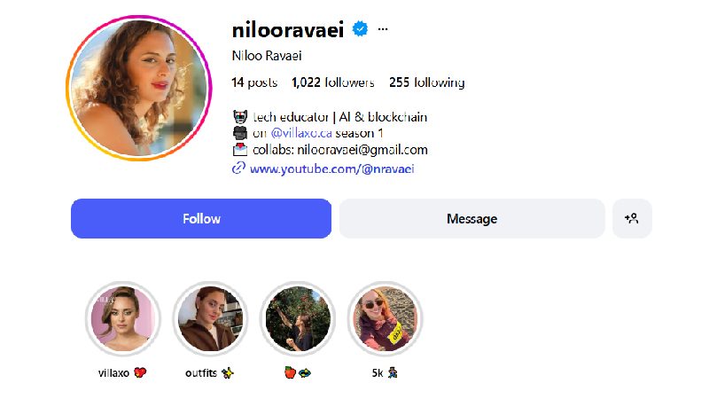 بیوگرافی کامل نیلوفر راوایی (Niloo Ravaei) ویلا اکسو